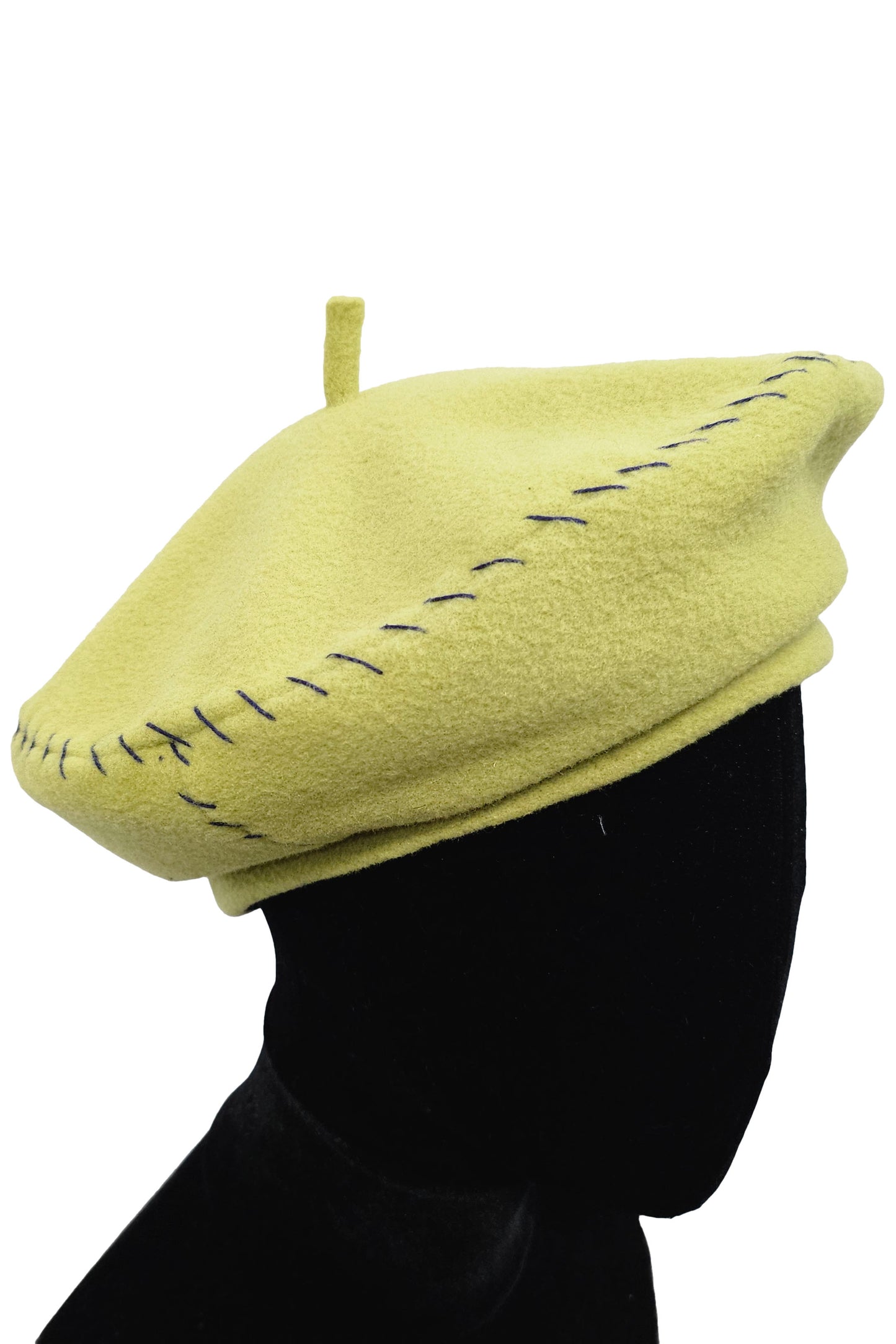 Wool Beret w/ Stitching - Green