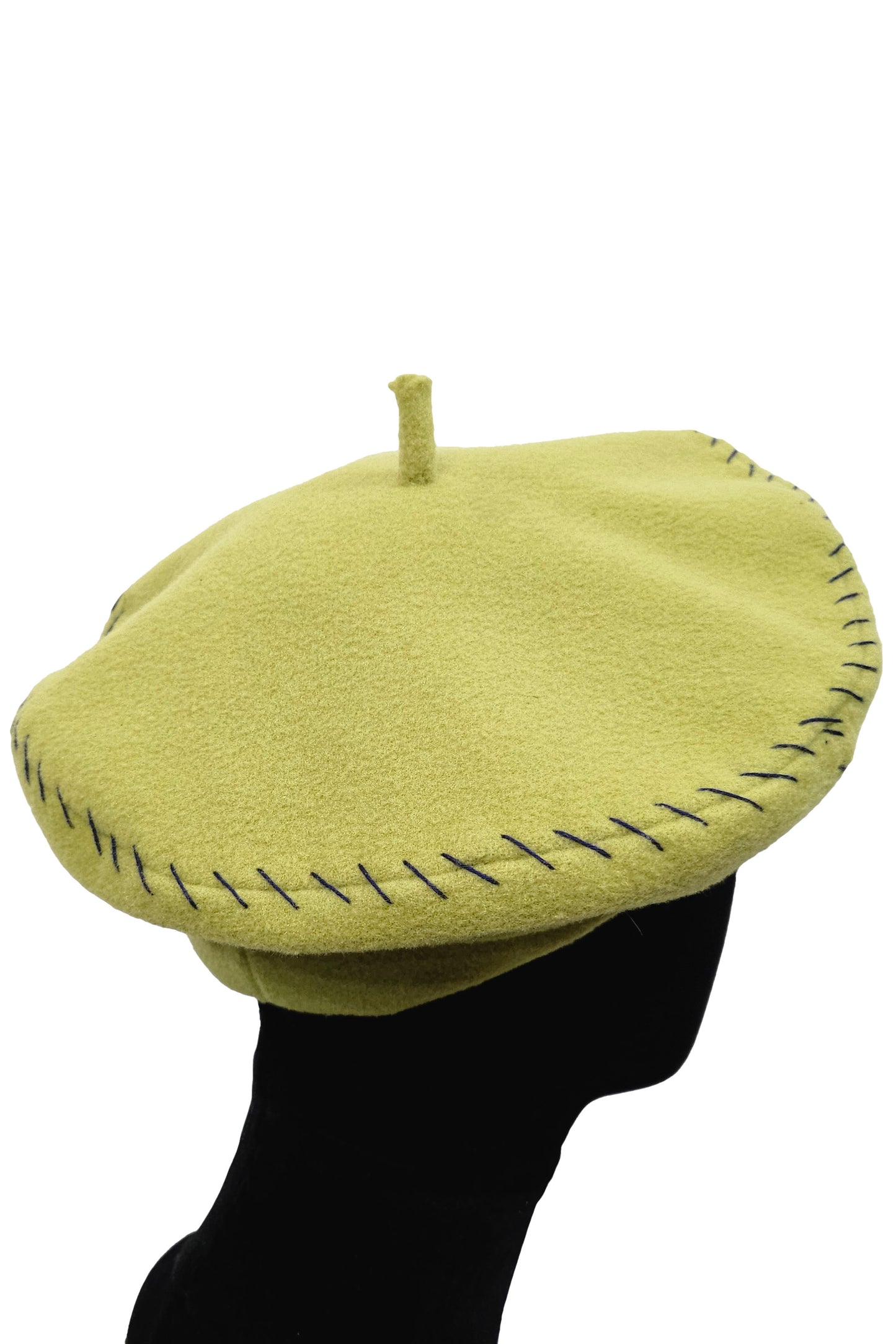 Wool Beret w/ Stitching - Green