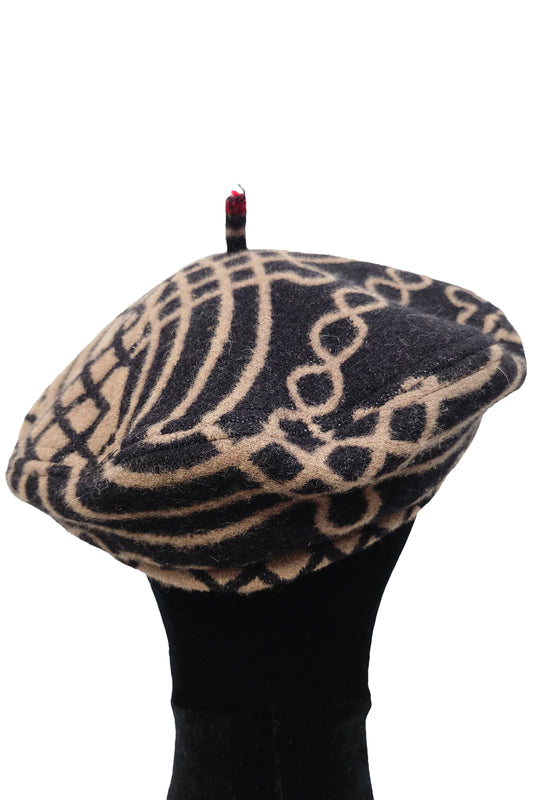 Blanket Wool Beret - Black & Tan