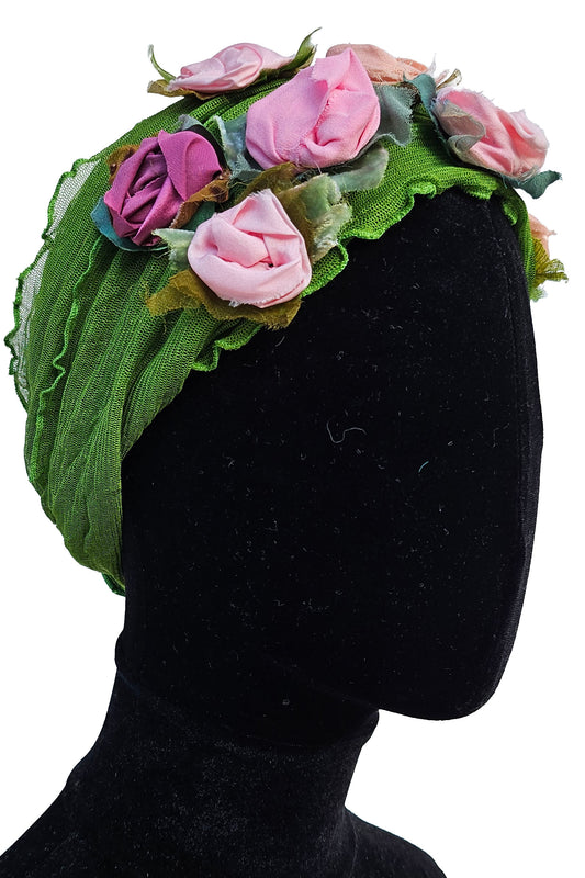 Flower Collar Headband - Green & Pink