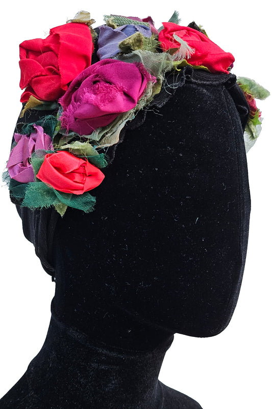 Flower Collar Headband - Black, Purple & Red