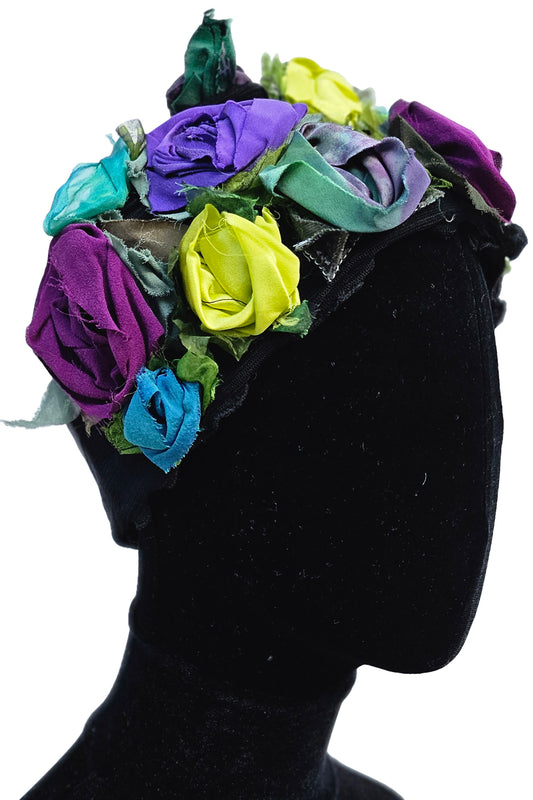 Flower Collar Headband - Black, Purple, Turquoise & Green