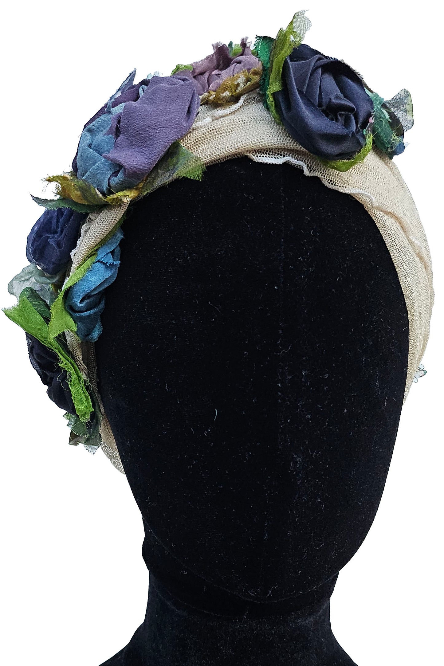 Flower Collar Headband - tea stained & navy