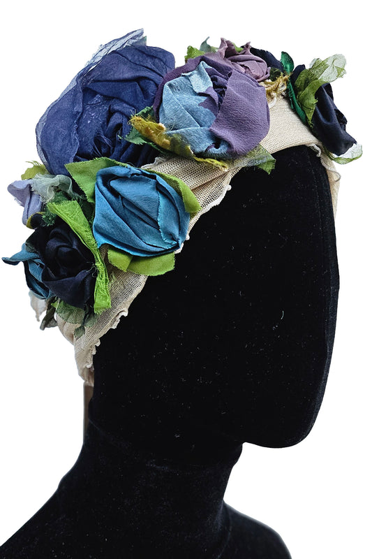 Flower Collar Headband - tea stained & navy