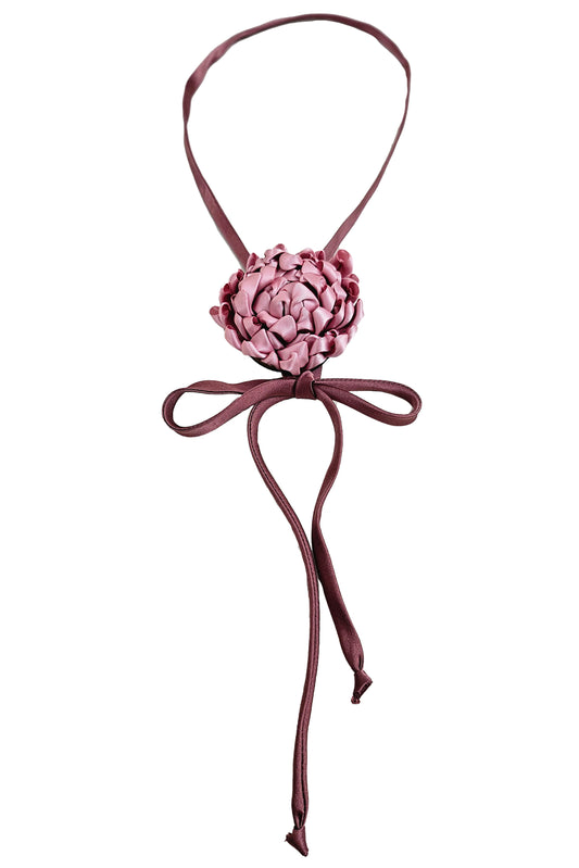 Adriana Silk Bolo Scarf - Pink Chrysanthemum