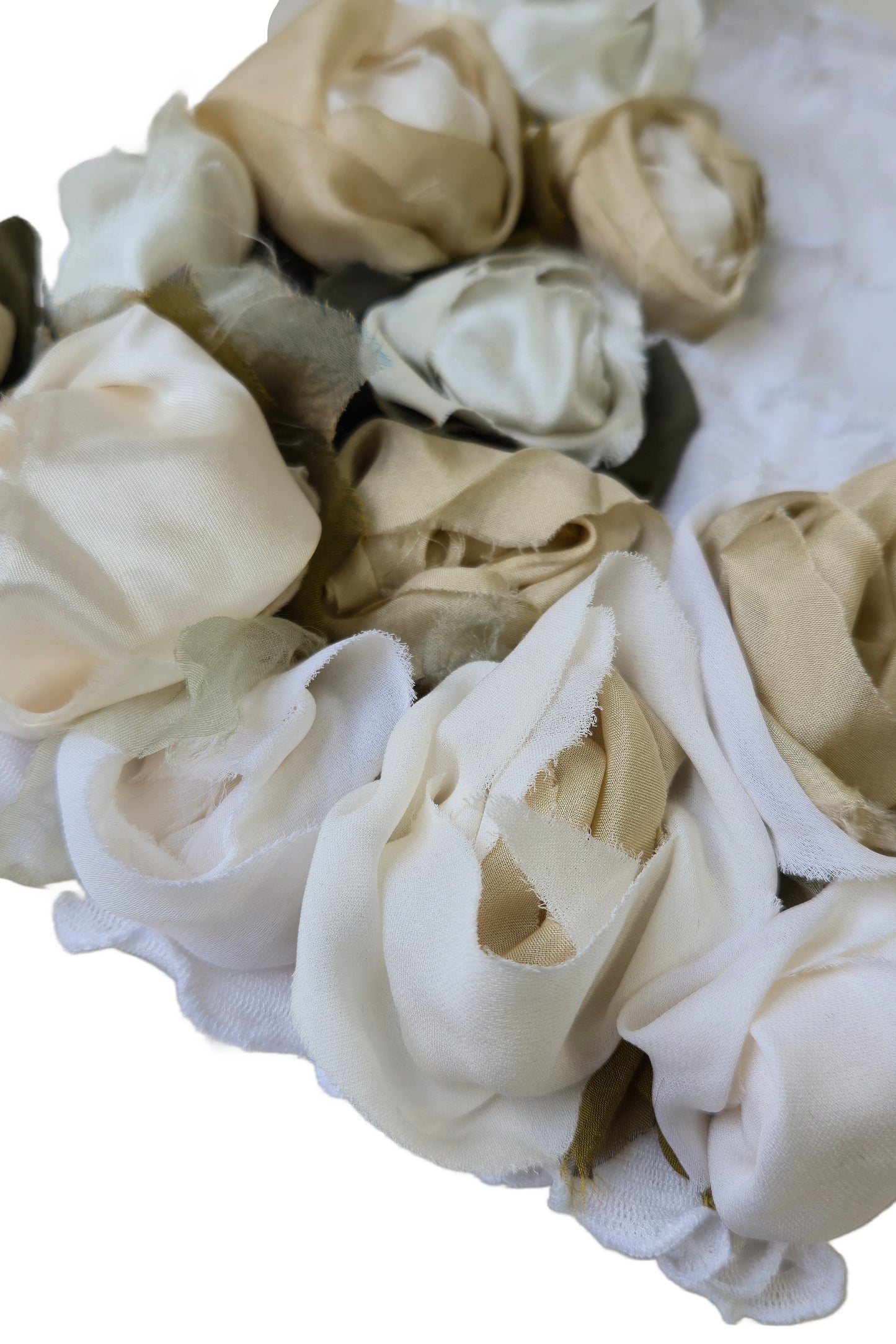 Flower Collar Headband | Reclaimed Silks | White & Beige