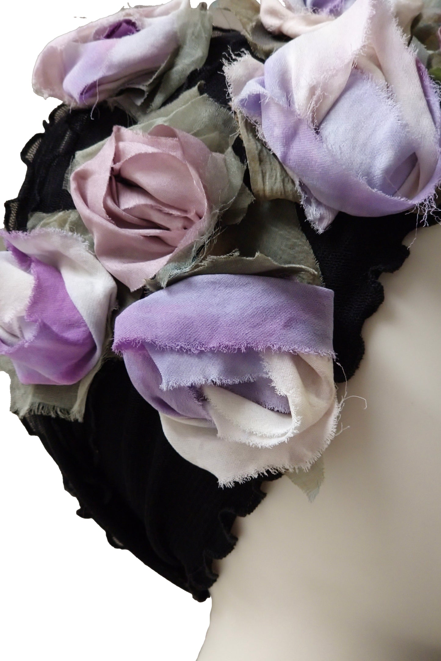 Flower Collar Headband | Reclaimed Silks | Black, White, Lavender & Blush