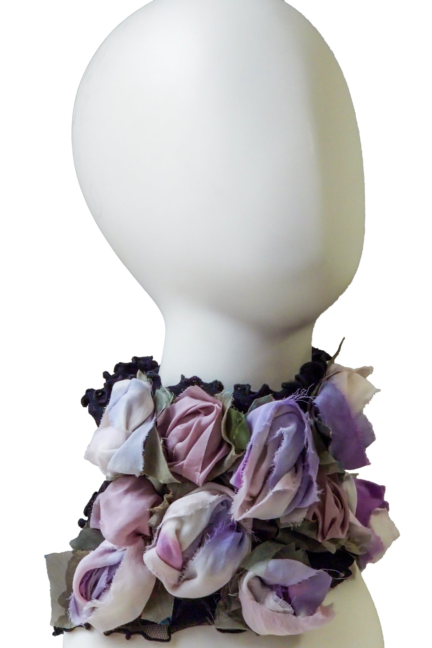 Flower Collar Headband | Reclaimed Silks | Black, White, Lavender & Blush