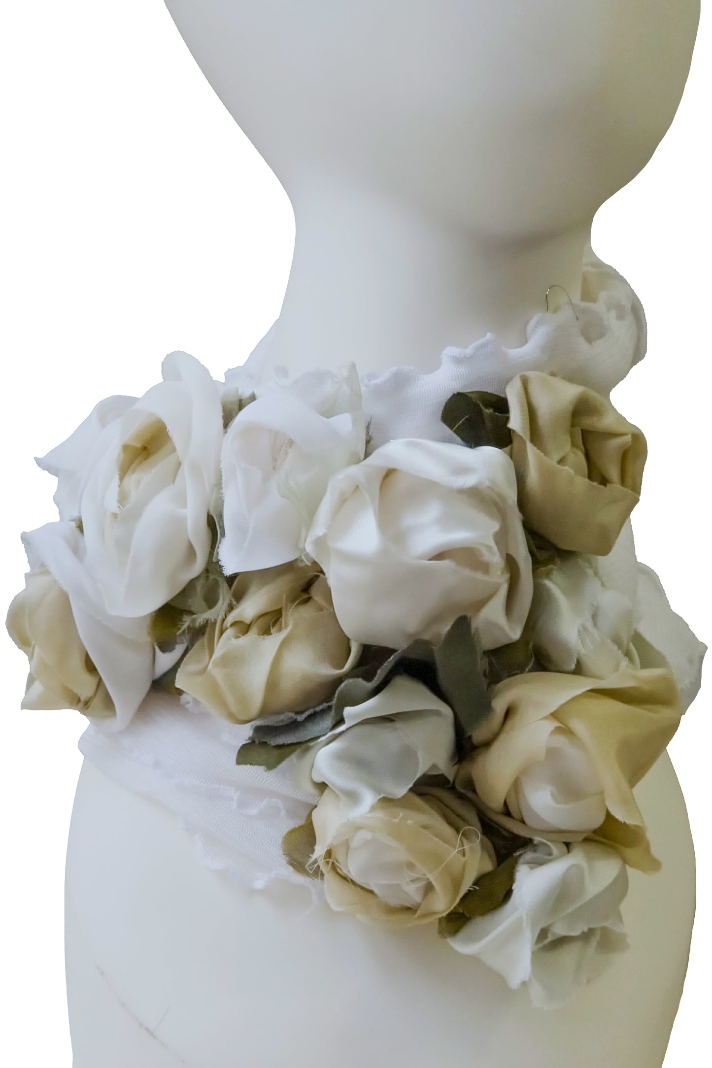 Flower Collar Headband | Reclaimed Silks | White & Beige