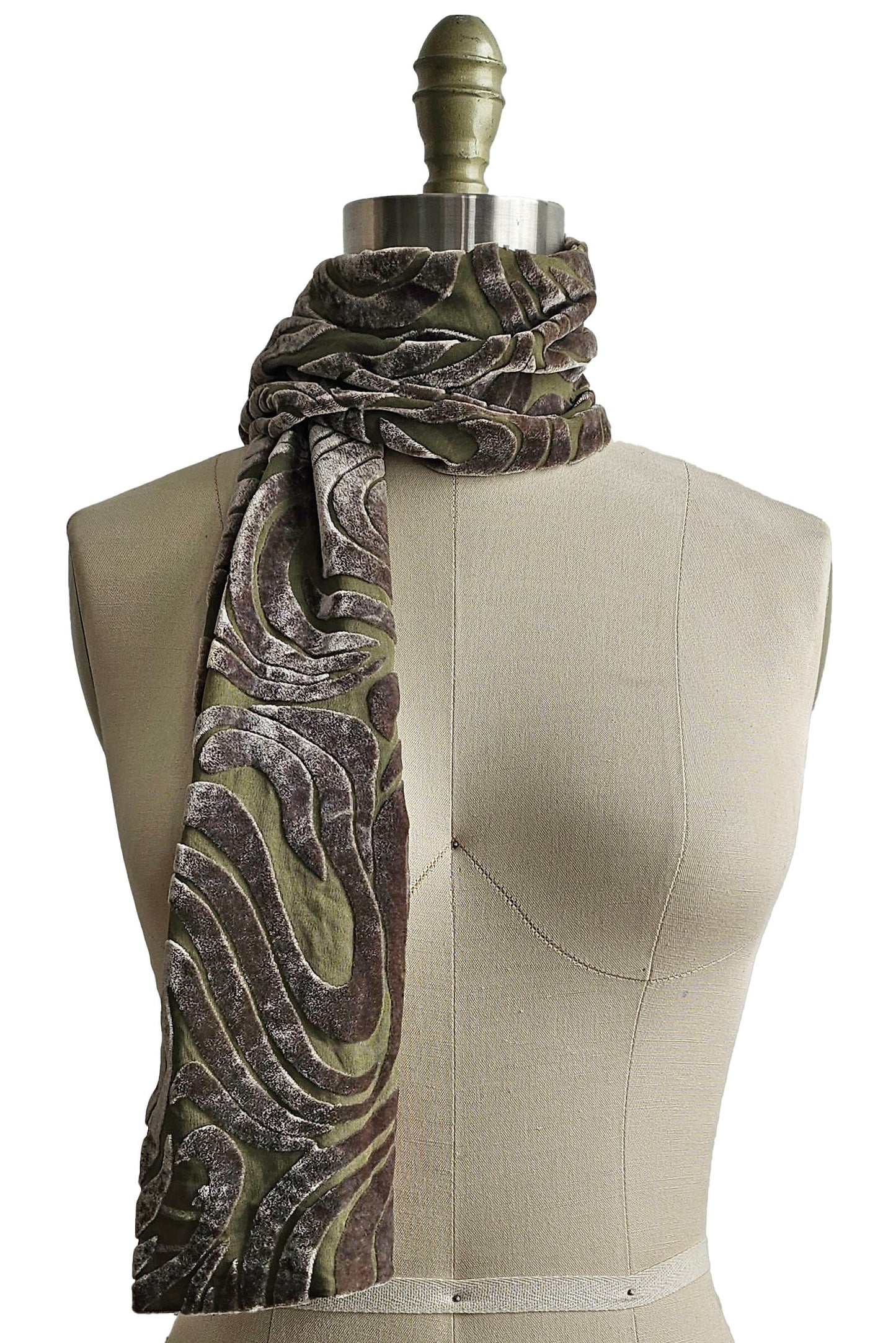 Velvet Scarf w/ Burnout - Taupe