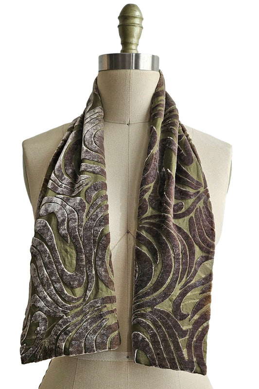 Velvet Scarf w/ Burnout - Taupe