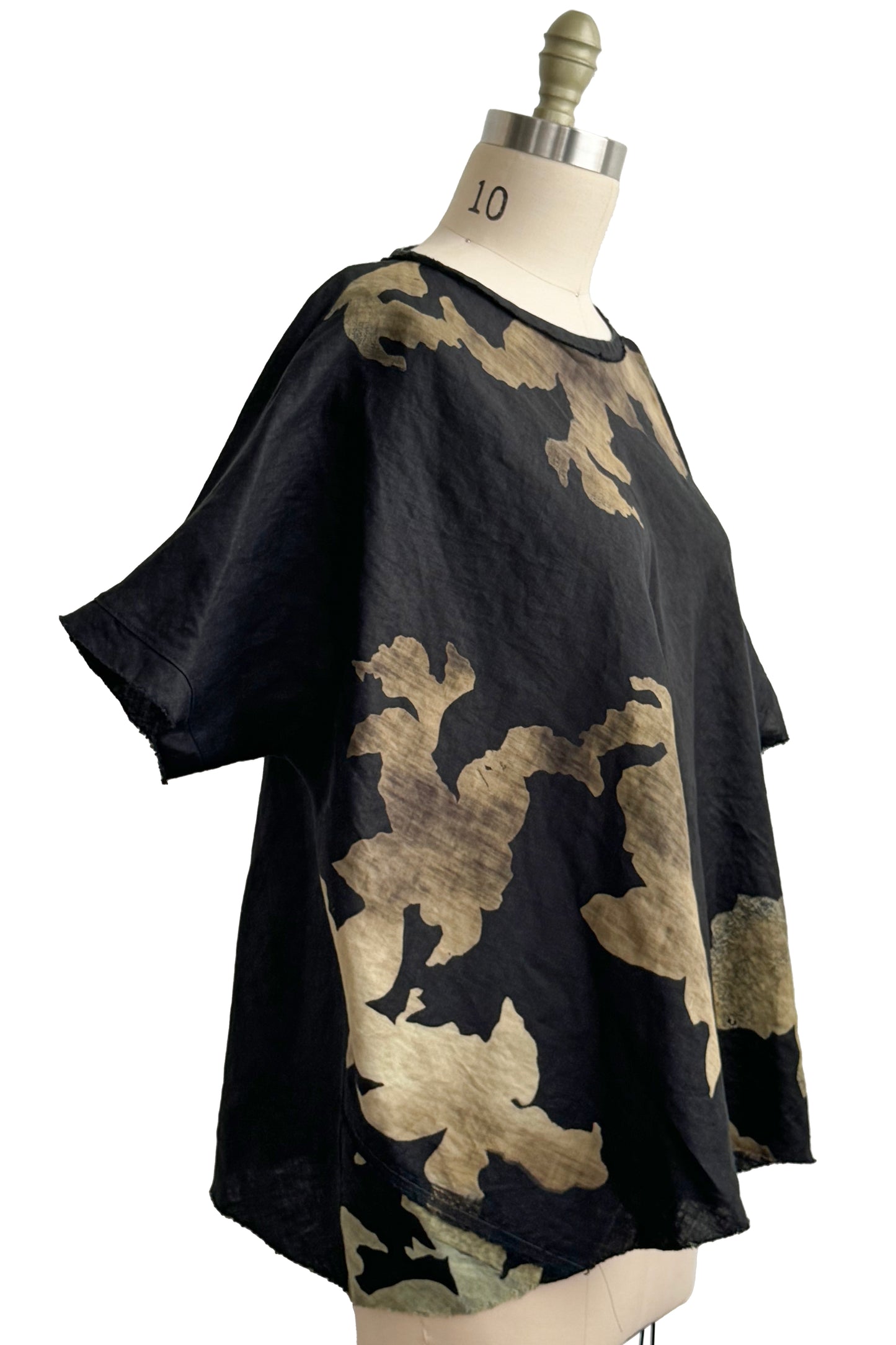 Deb Top Linen w/ Azalea Print - Black & Natural