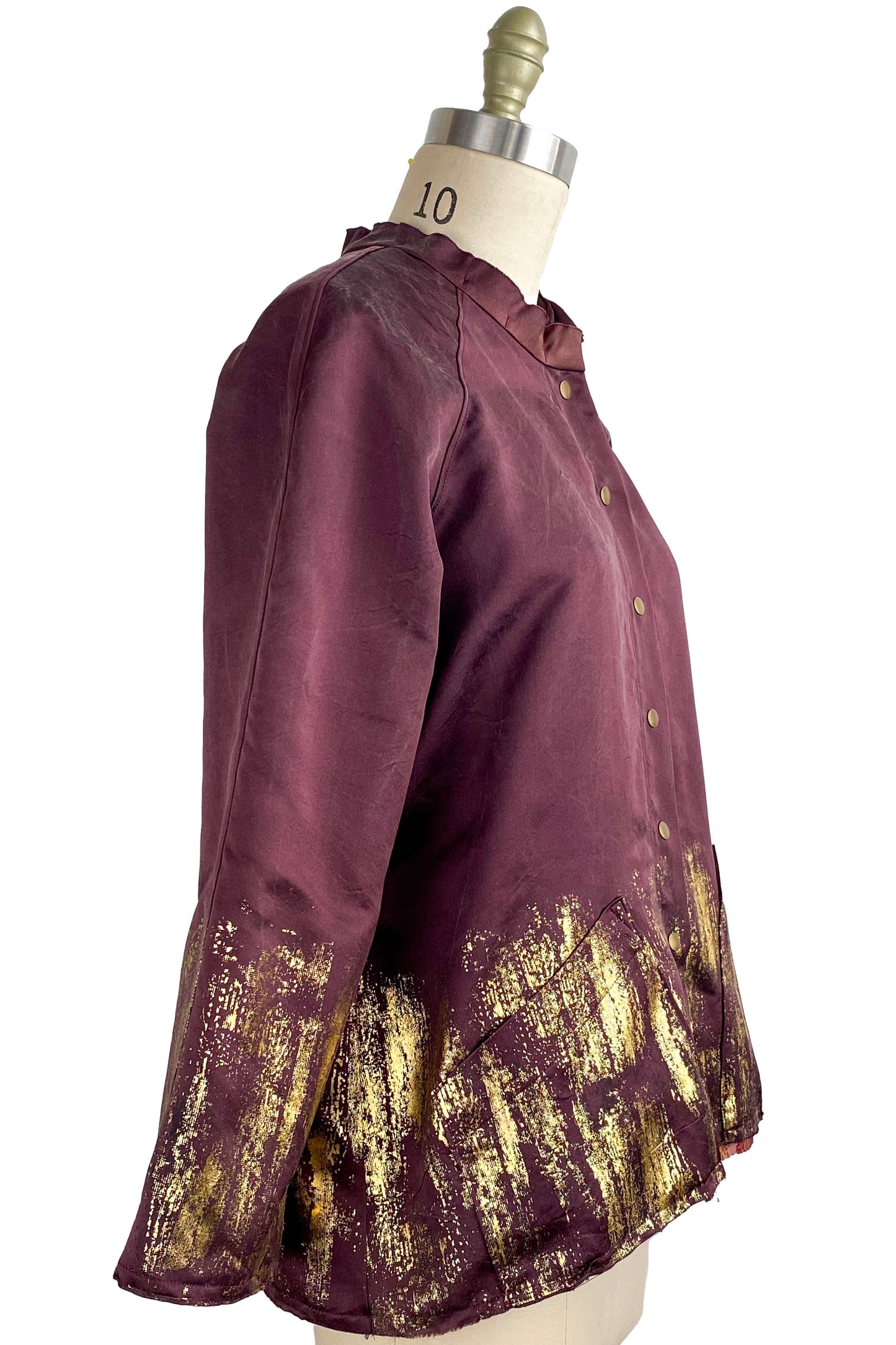 Ariel Jacket w/ Foil Print - Maroon & Gold - Small