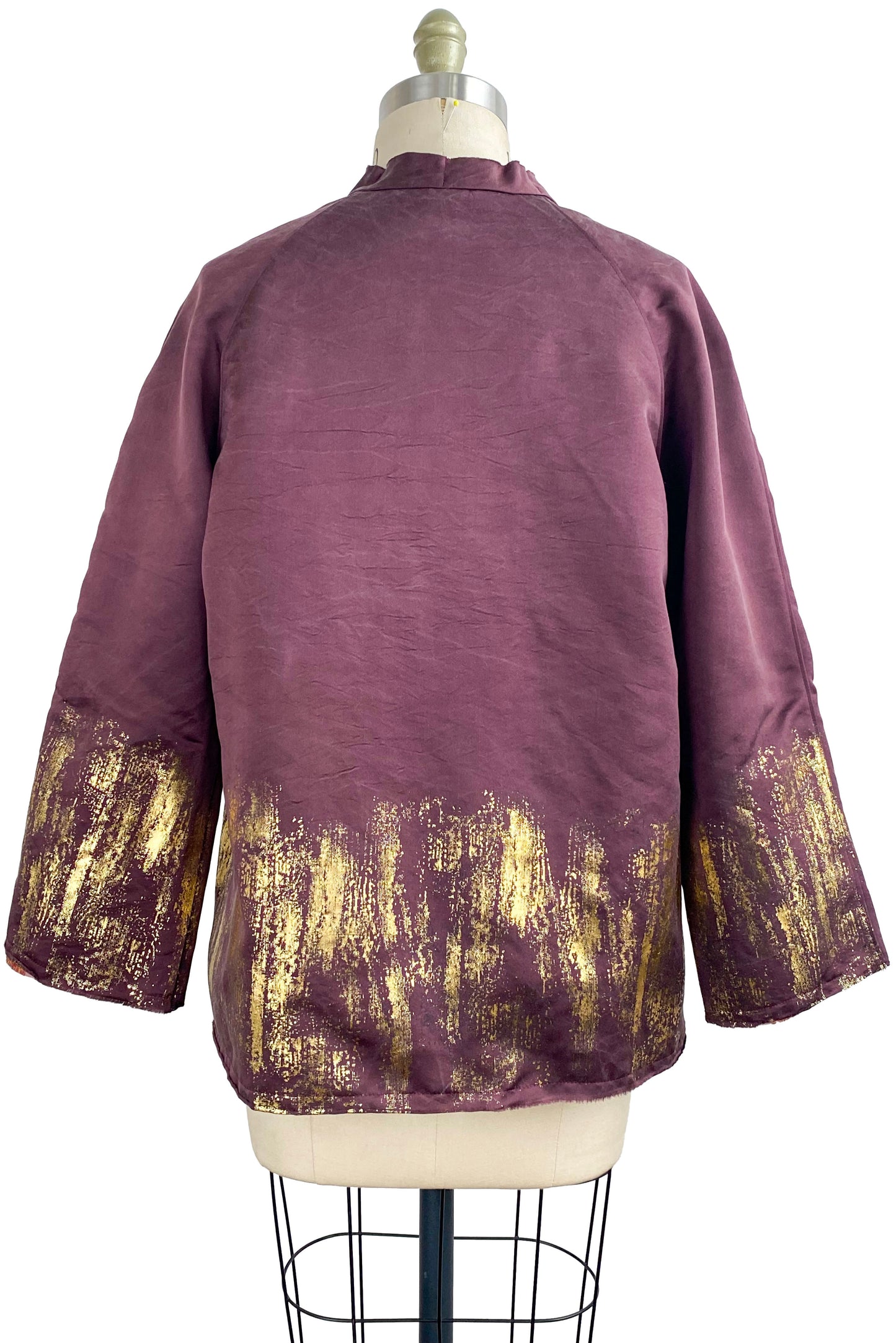 Ariel Jacket w/ Foil Print - Maroon & Gold - Small