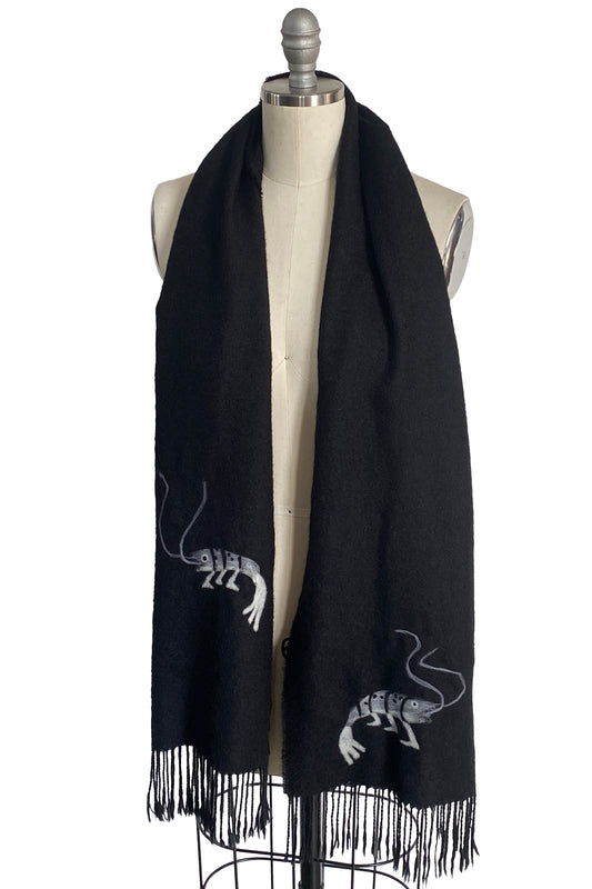 KB x Alquimie Studio Scarf | Angora Blend | Needle Felted Crawfish | Black & Grey