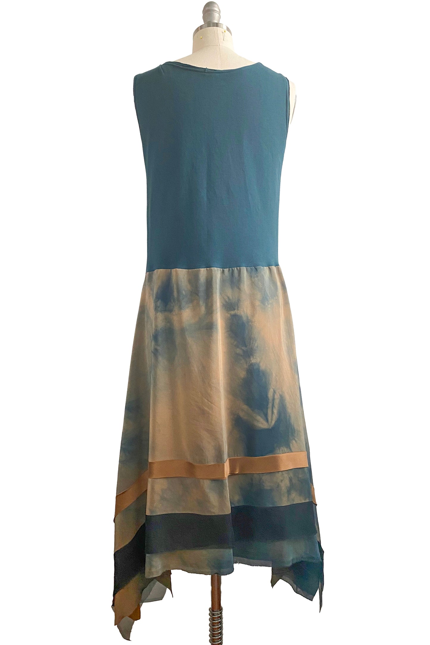 Montmartre Dress w/ Strip Skirt - Teal & Stone - Small