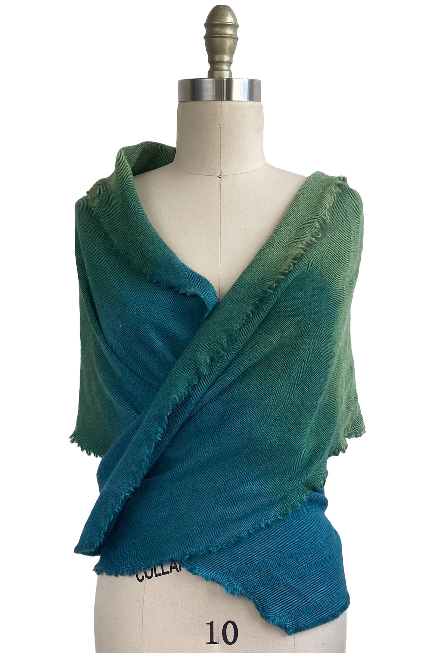 KB x Alquimie Studio Herringbone Weave Shawl - Green & Turquoise