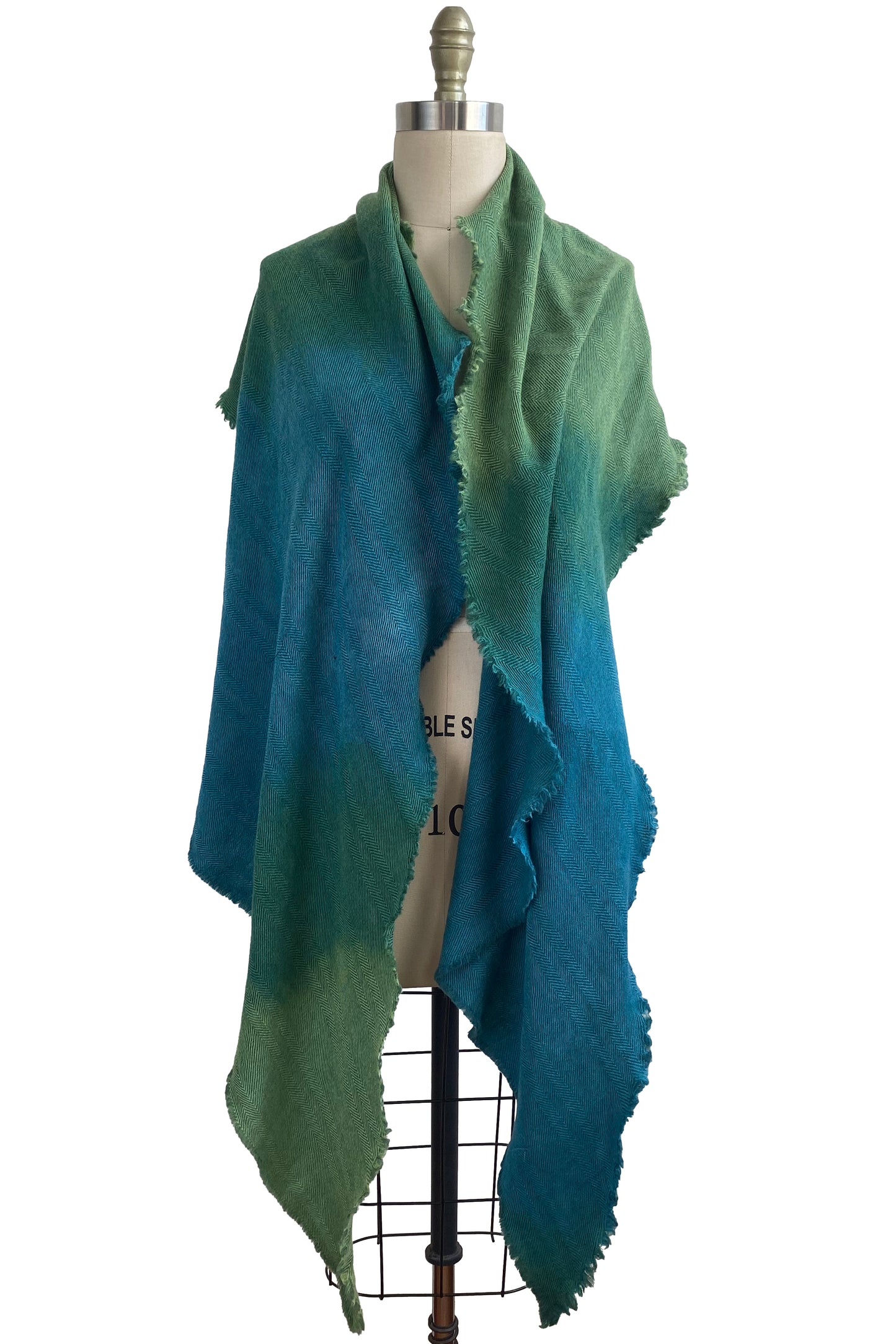 KB x Alquimie Studio Herringbone Weave Shawl - Green & Turquoise