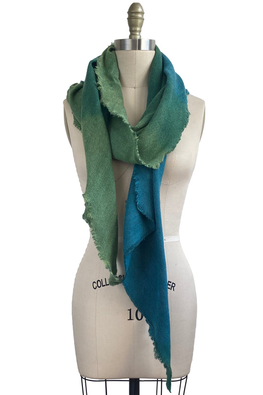 KB x Alquimie Studio Herringbone Weave Shawl - Green & Turquoise