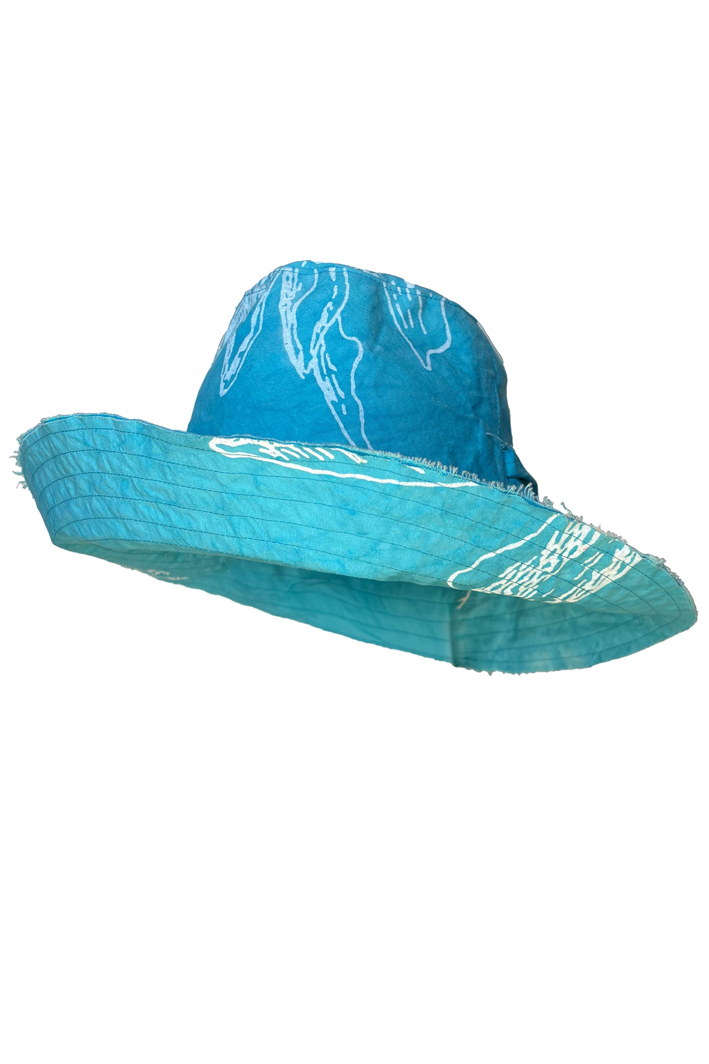 Brighton Hat | Cotton | Azalea Print | Turquoise & White | Medium