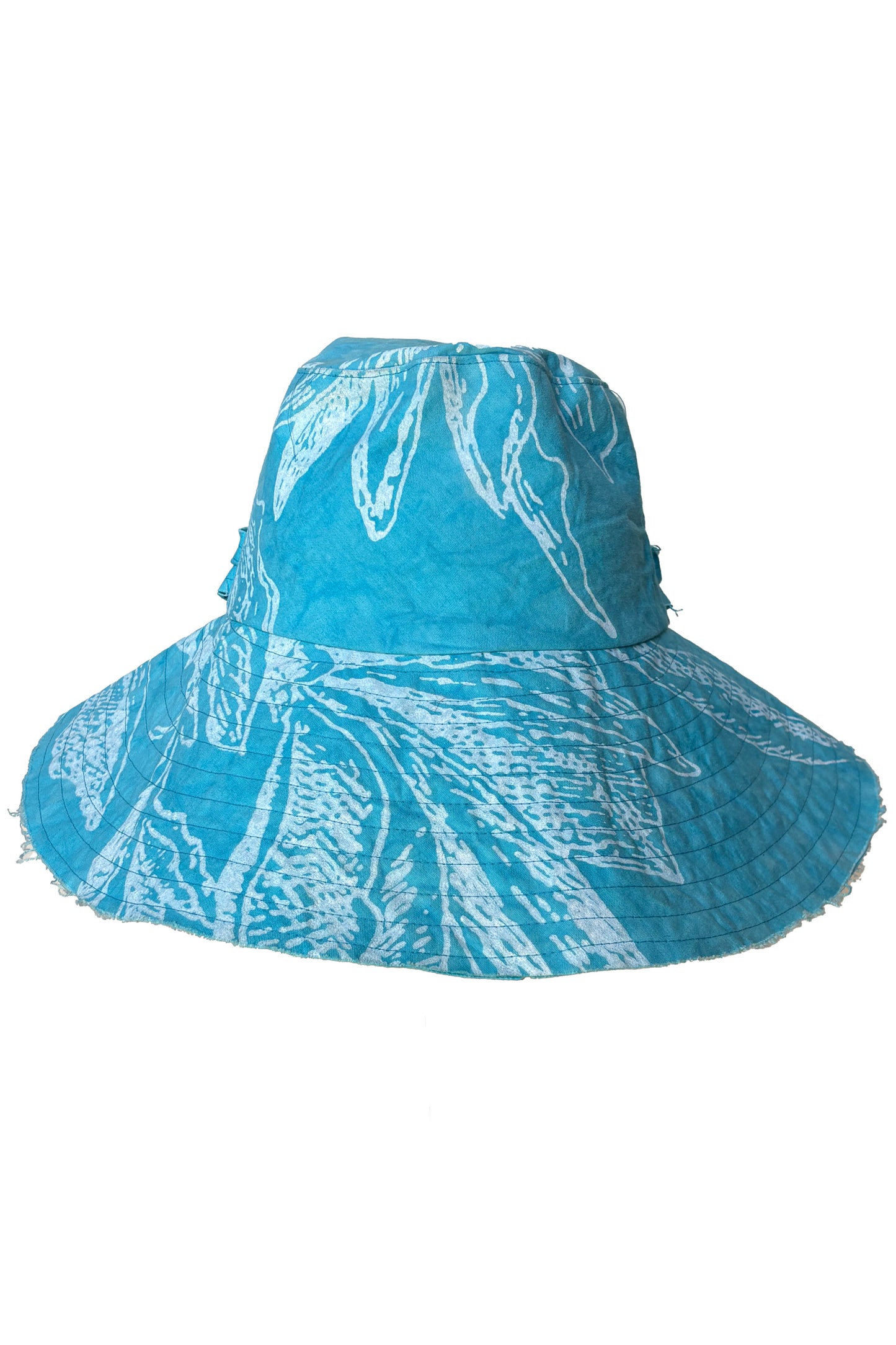 Brighton Hat | Cotton | Azalea Print | Turquoise & White | Medium
