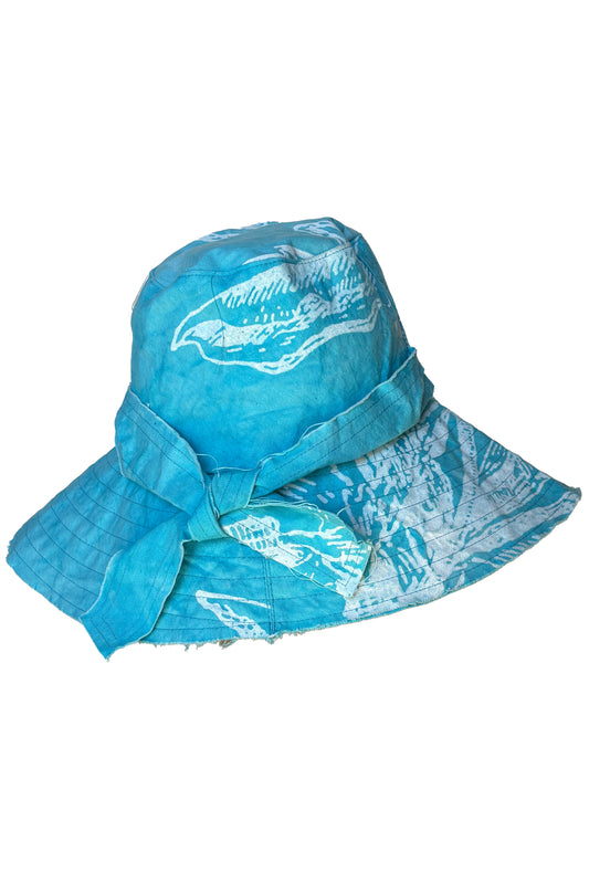 Brighton Hat | Cotton | Azalea Print | Turquoise & White | Medium