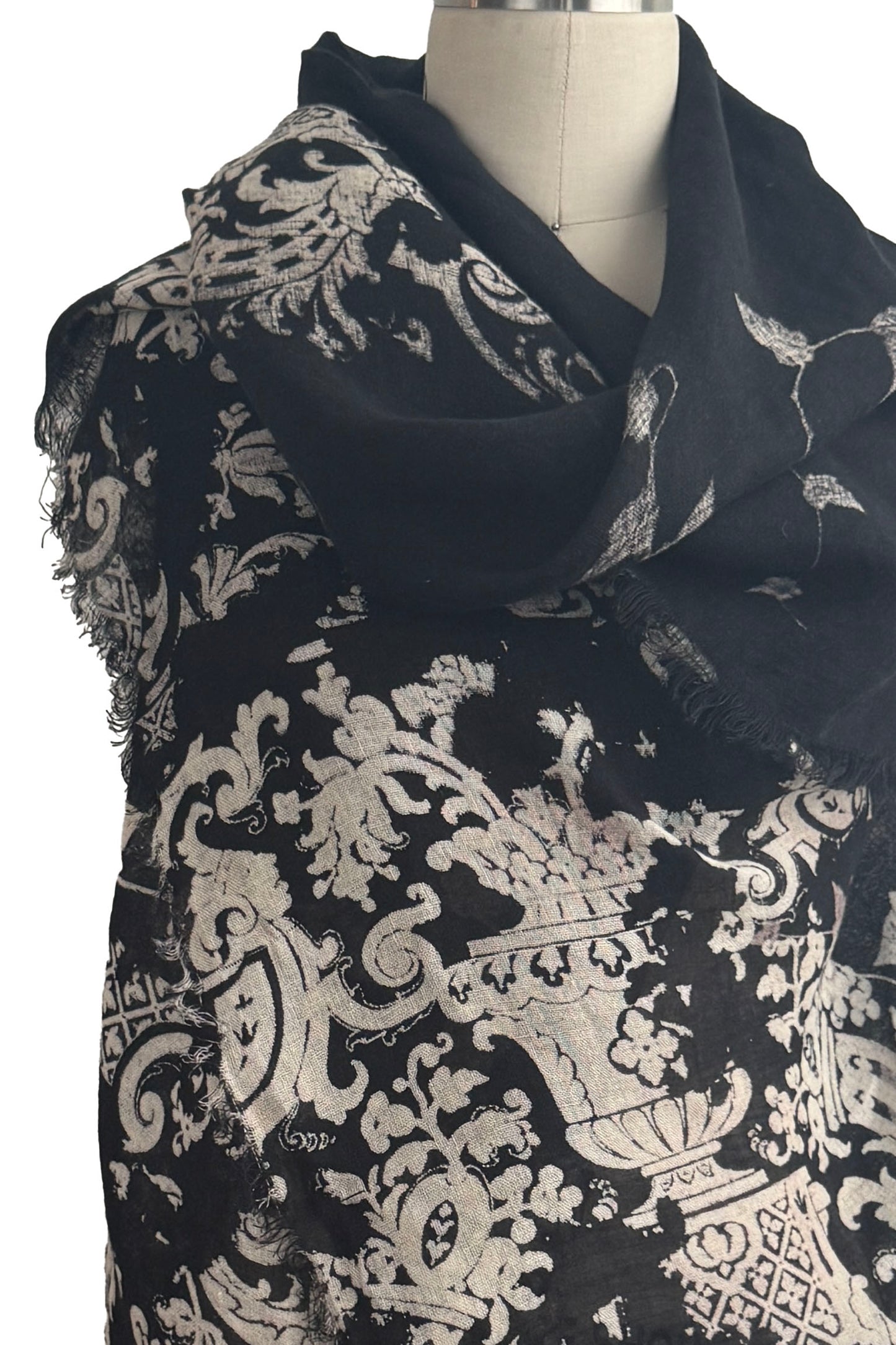 Asymmetrical Wrap Vest | Open Weave Linen | Wallpaper & Vines Print | Black & Natural