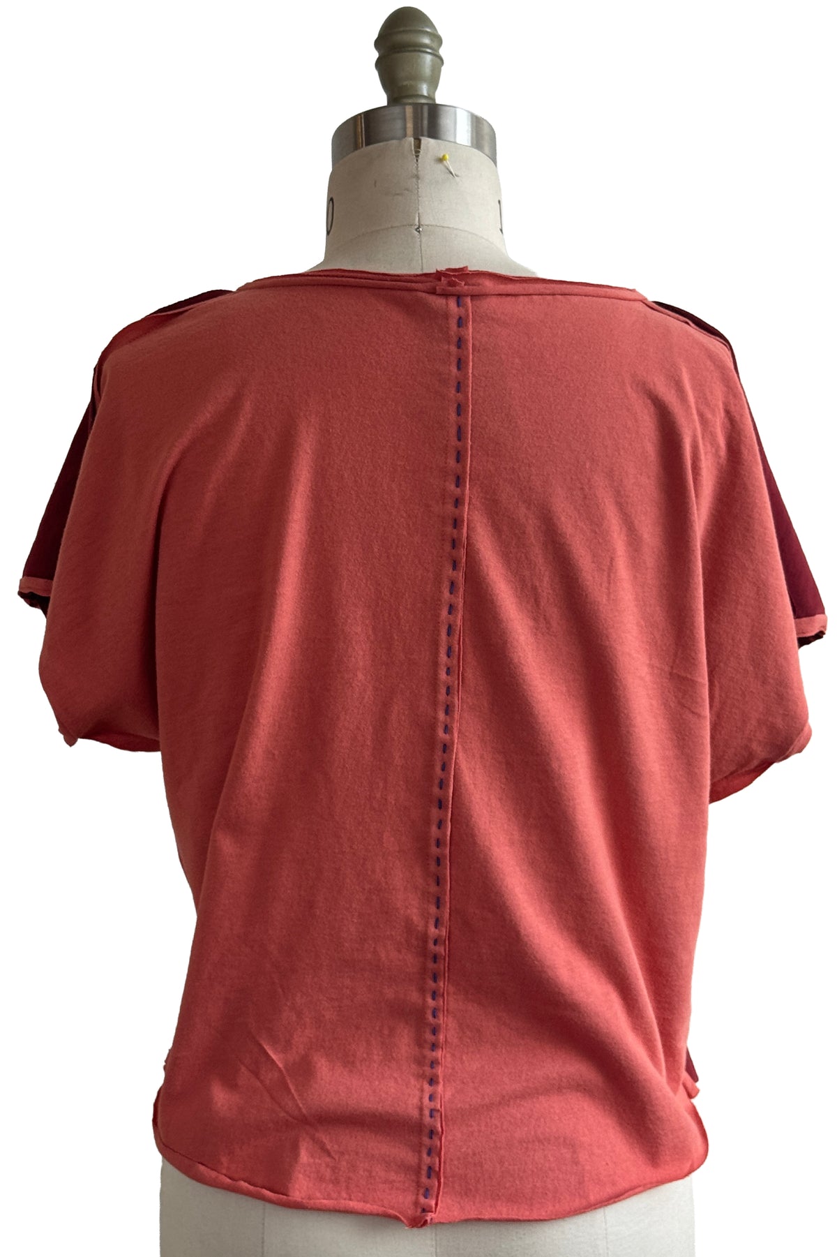 Jen Top | Organic Cotton Jersey | Needle Felted Crawfish | Red & Coral | Small