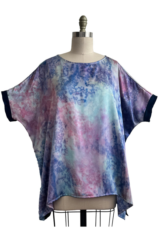 Deb Top | Silk Charmeuse | Bubble Dye | Blue, Pink & Purple | One Size
