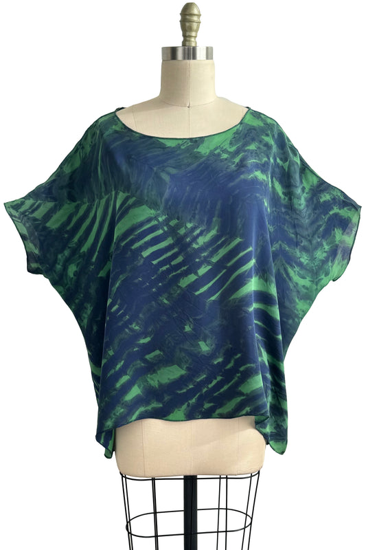 Deb Tunic w/ Shibori Arashi Dye - Blue & Green