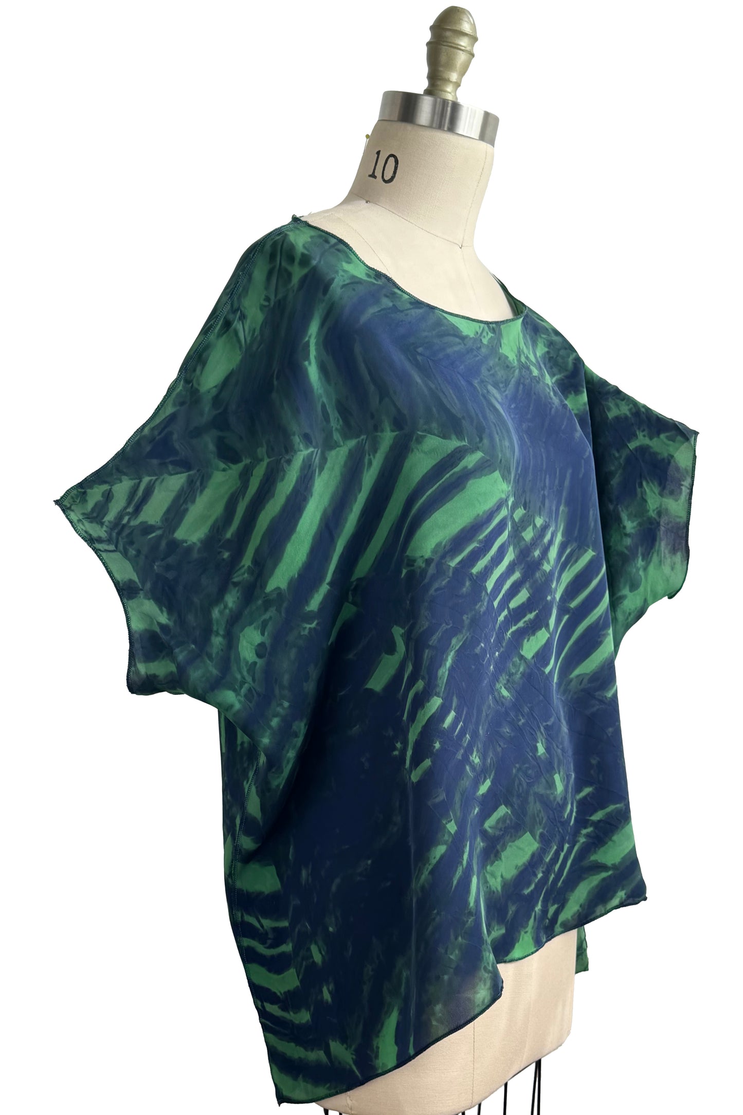 Deb Tunic w/ Shibori Arashi Dye - Blue & Green