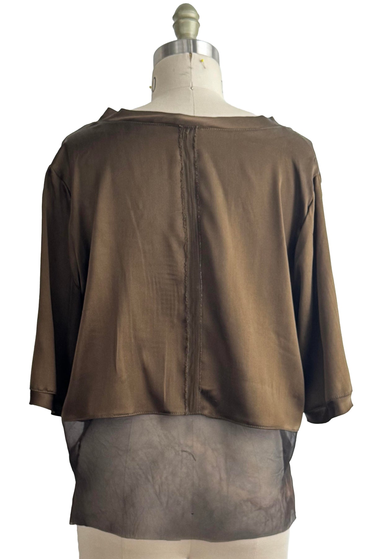 Marais Top | Stretch Silk & Silk Organza | Bronze | Large