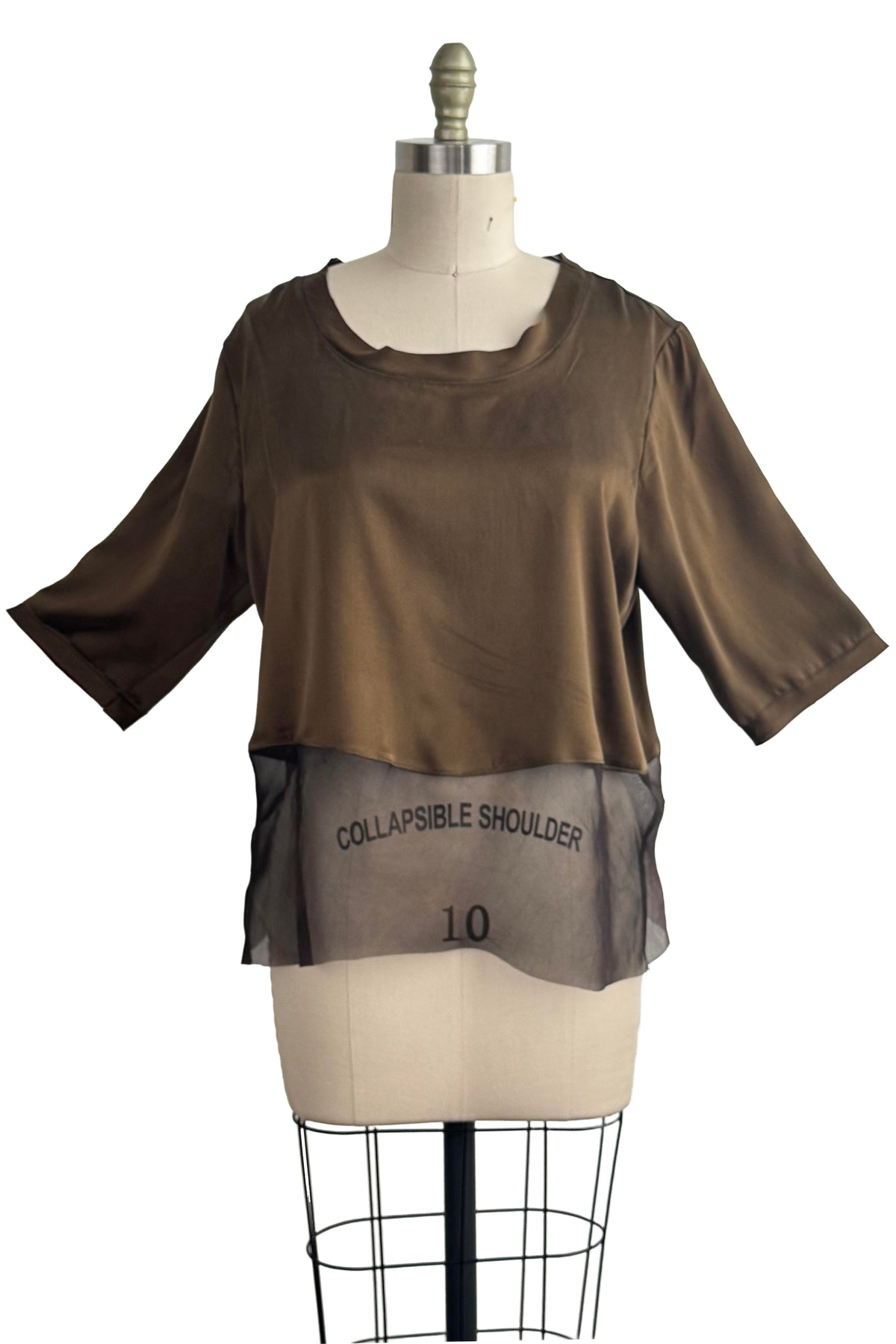 Marais Top | Stretch Silk & Silk Organza | Bronze | Large