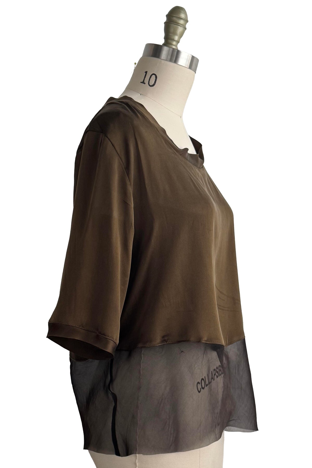 Marais Top | Stretch Silk & Silk Organza | Bronze | Large
