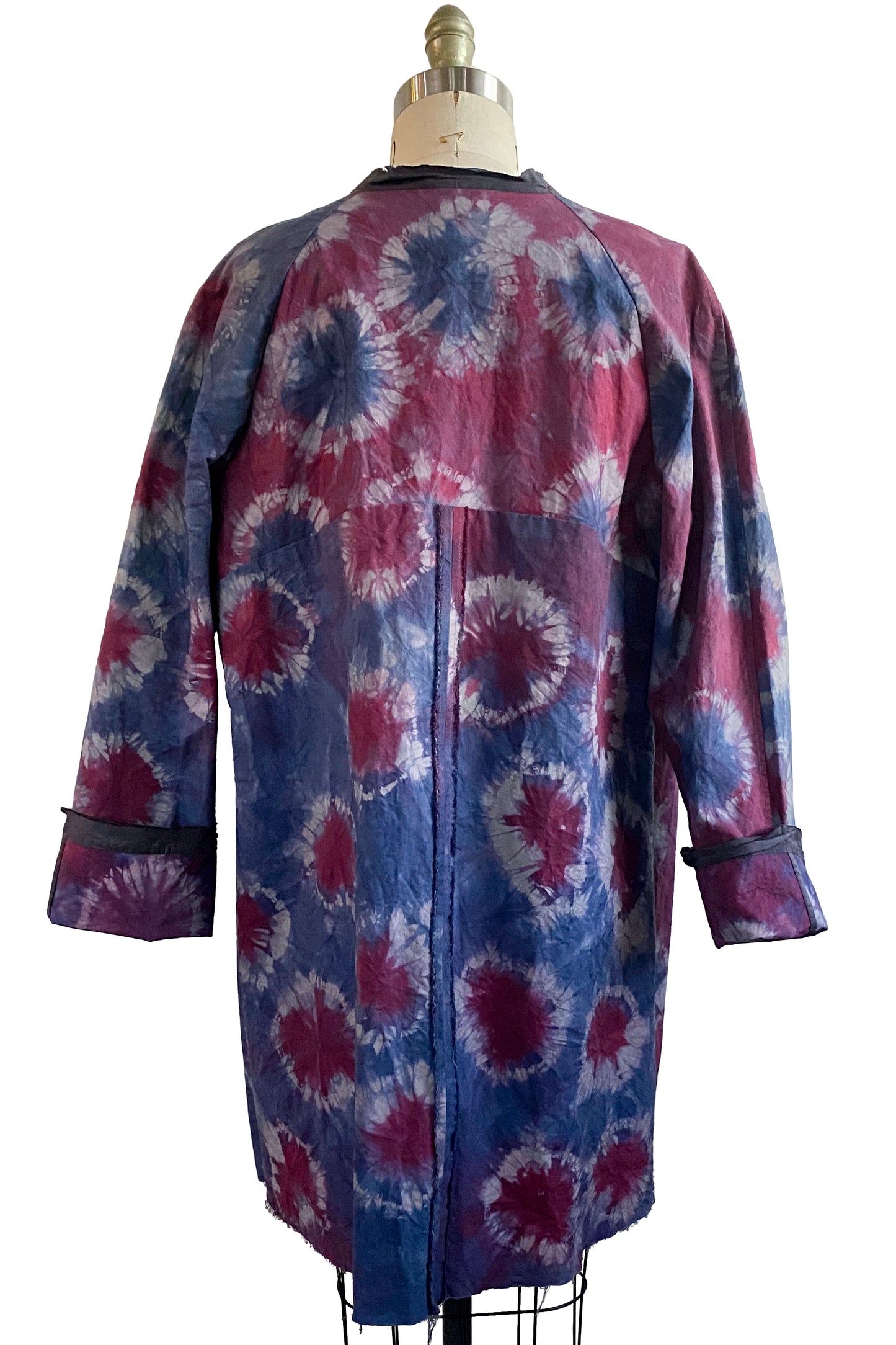 Juno Coat in Mixed Berry Tie Dye w/Contrast Silk Collar - Large