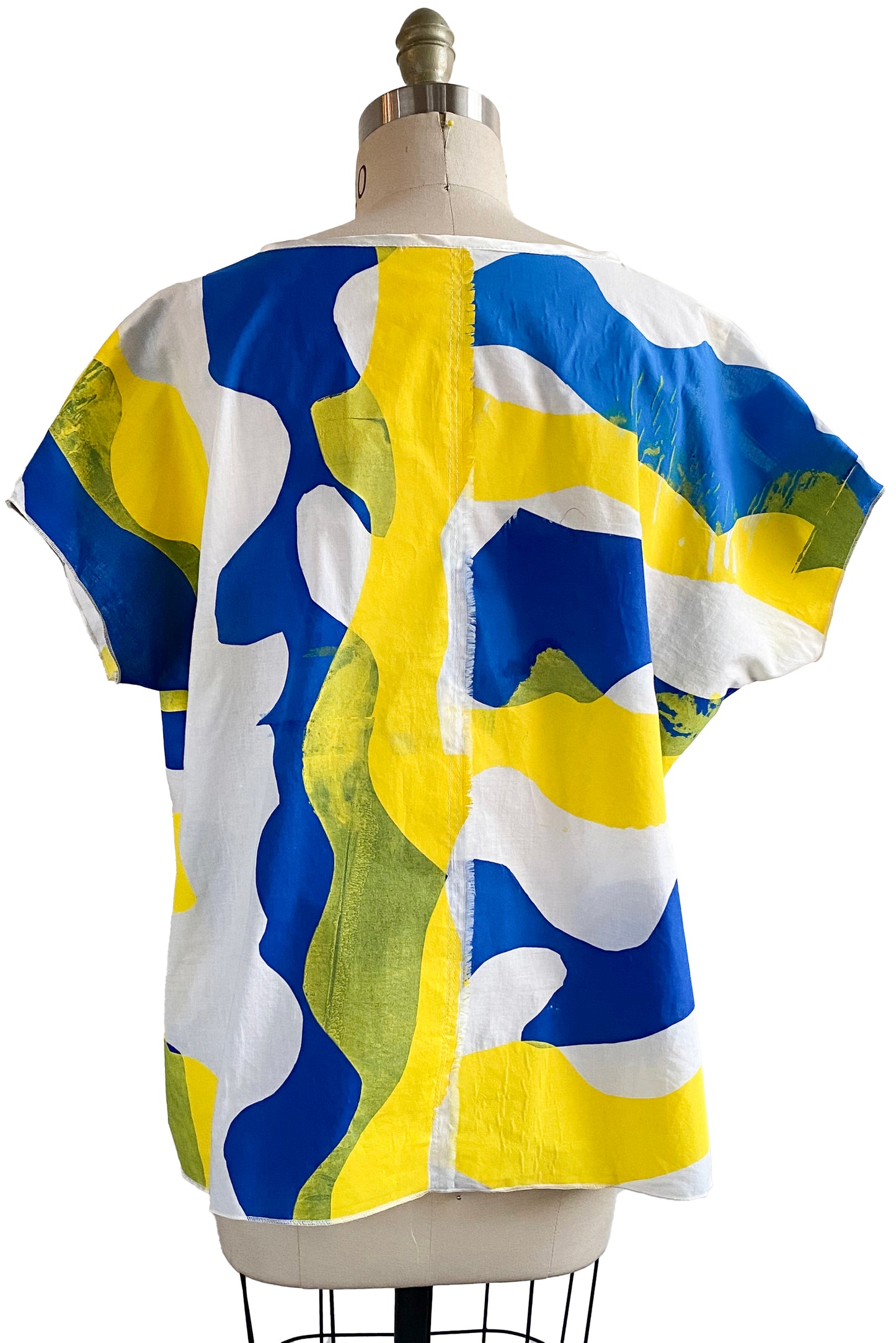 Jo Top w/ Papercut Print - White, Yellow & Blue - Small