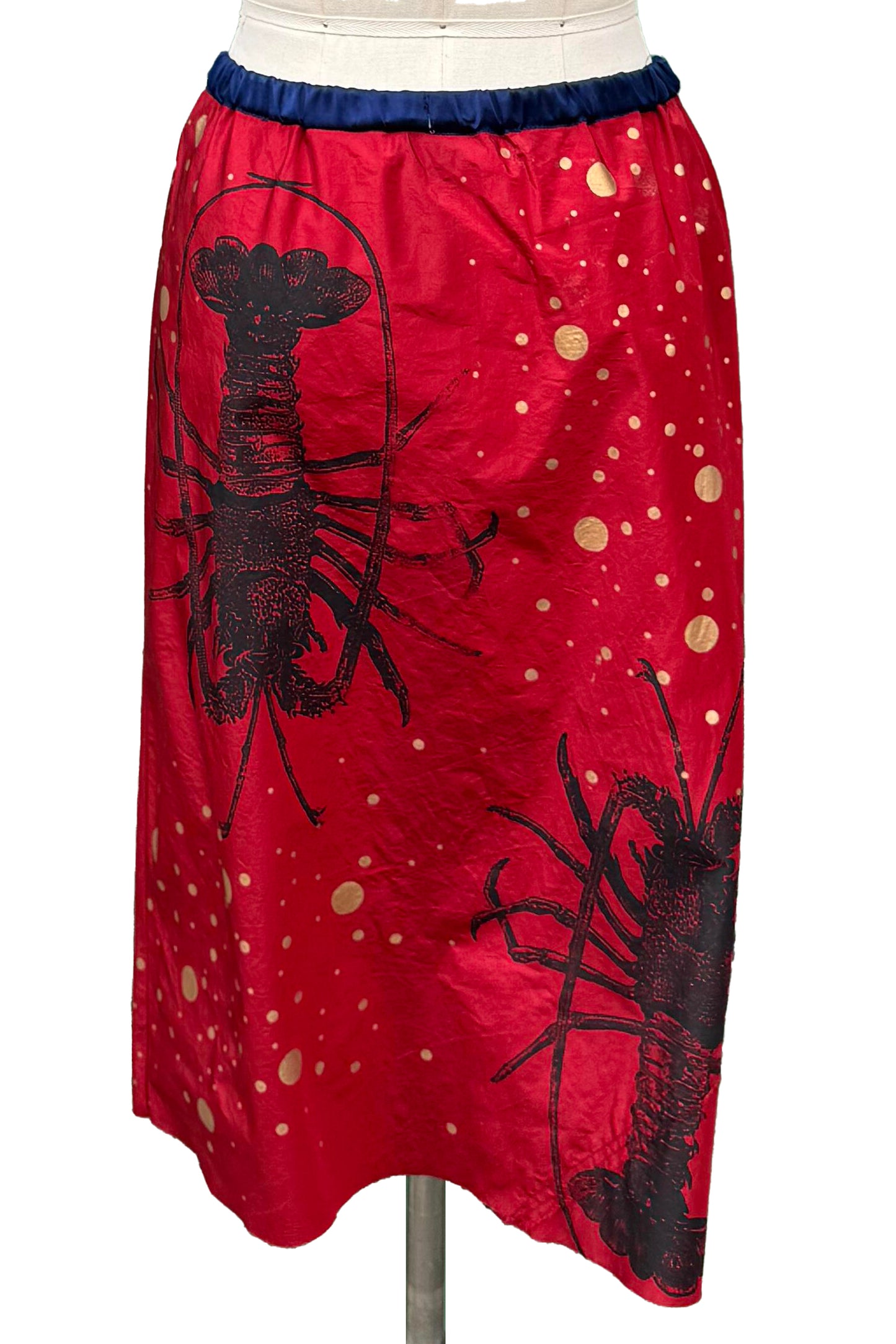 Tippi Skirt | Silk Taffeta | Crawfish Print | Red, Black & Gold | Small