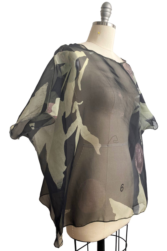 Deb Top Organza w/ Azalea, Moon Print - Black & Natural