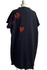 Load image into Gallery viewer, Petra Tunic Knit w/ Felted Hearts - Black, Pink, &amp; Red - Medium
