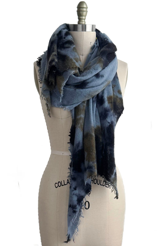 Shawl | Cashmere | Crunch Dyed | Blue & Grey