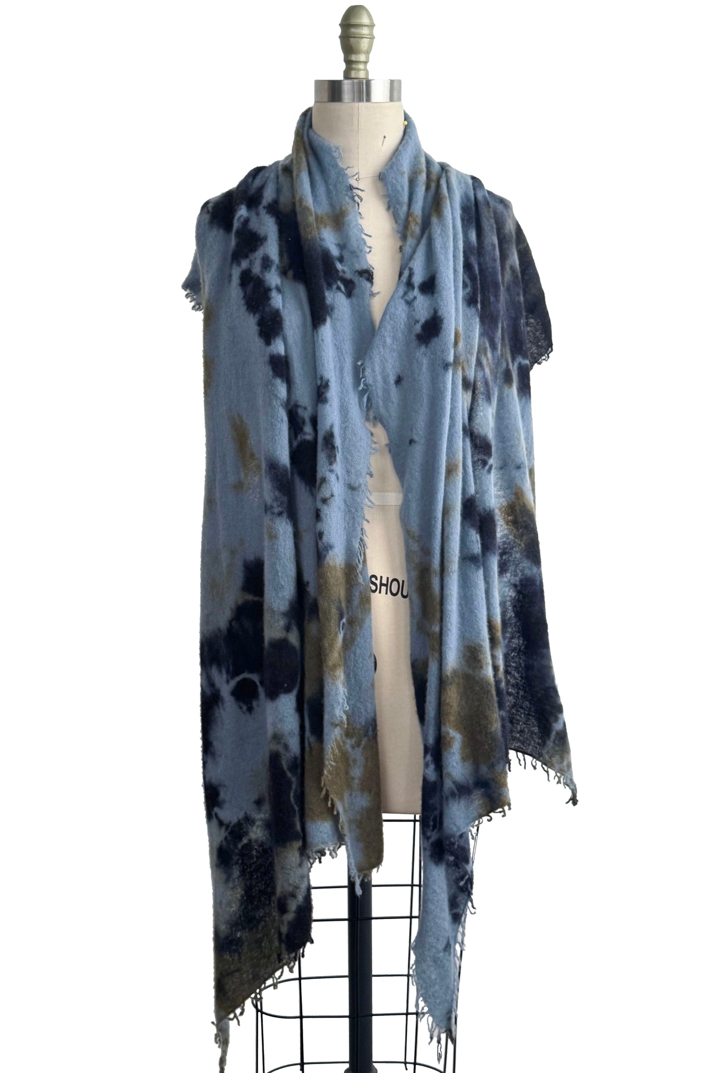 Shawl | Cashmere | Crunch Dyed | Blue & Grey