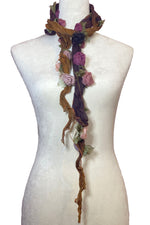 Load image into Gallery viewer, 3D Flower Scarf - Cognac &amp; Eggplant Ombre w/ Pink Multi
