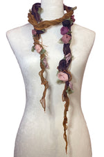 Load image into Gallery viewer, 3D Flower Scarf - Cognac &amp; Eggplant Ombre w/ Pink Multi
