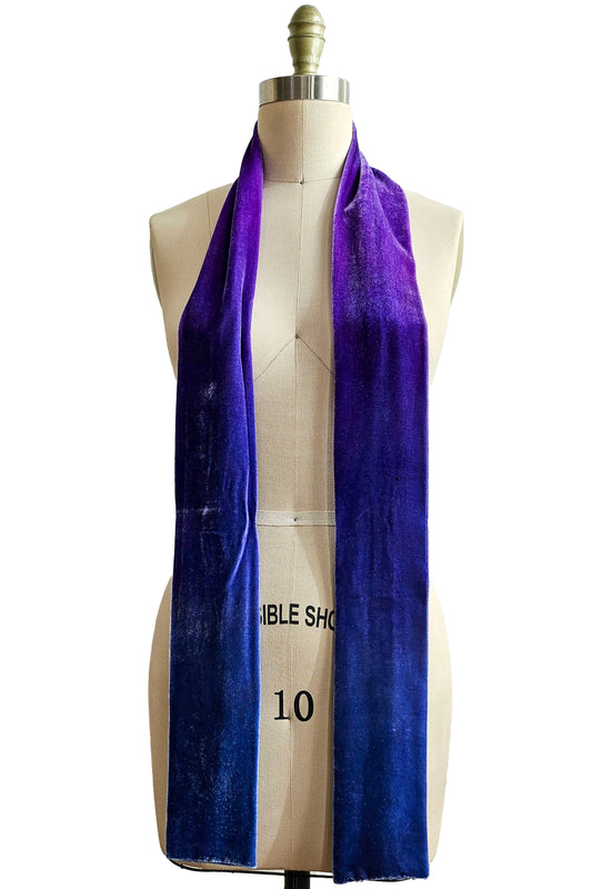 Scarf | Silk Velvet | Ombre Dye | Purple & Blue