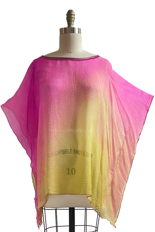 Square Top | Seersucker Silk | Ombre Dyed | Pink & Chartreuse