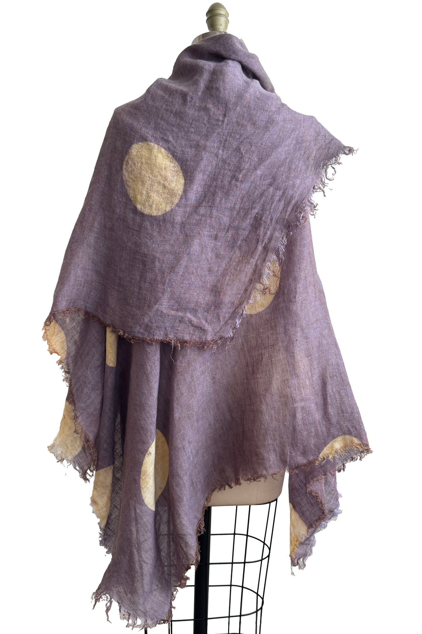 Asymmetrical Wrap Vest | Open Weave Linen | Moon Dot Print | Lavender & Natural