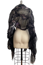 Load image into Gallery viewer, Felted Organza Shawl - Black, Purple &amp; Natural
