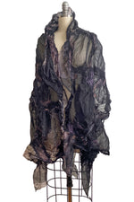 Load image into Gallery viewer, Felted Organza Shawl - Black, Purple &amp; Natural
