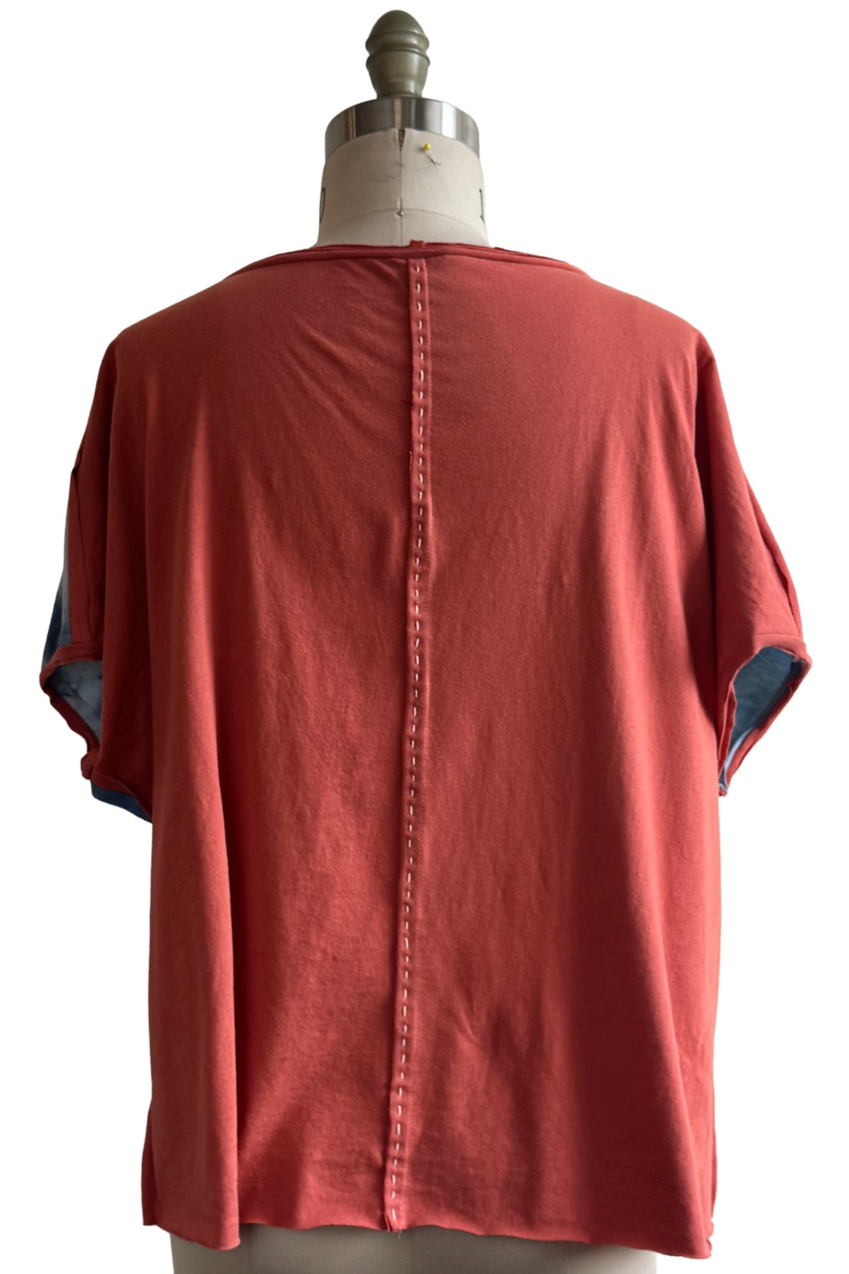 Jen Top | Organic Cotton Jersey | Needle Felted Crawfish | Blue & Coral | Large - 4