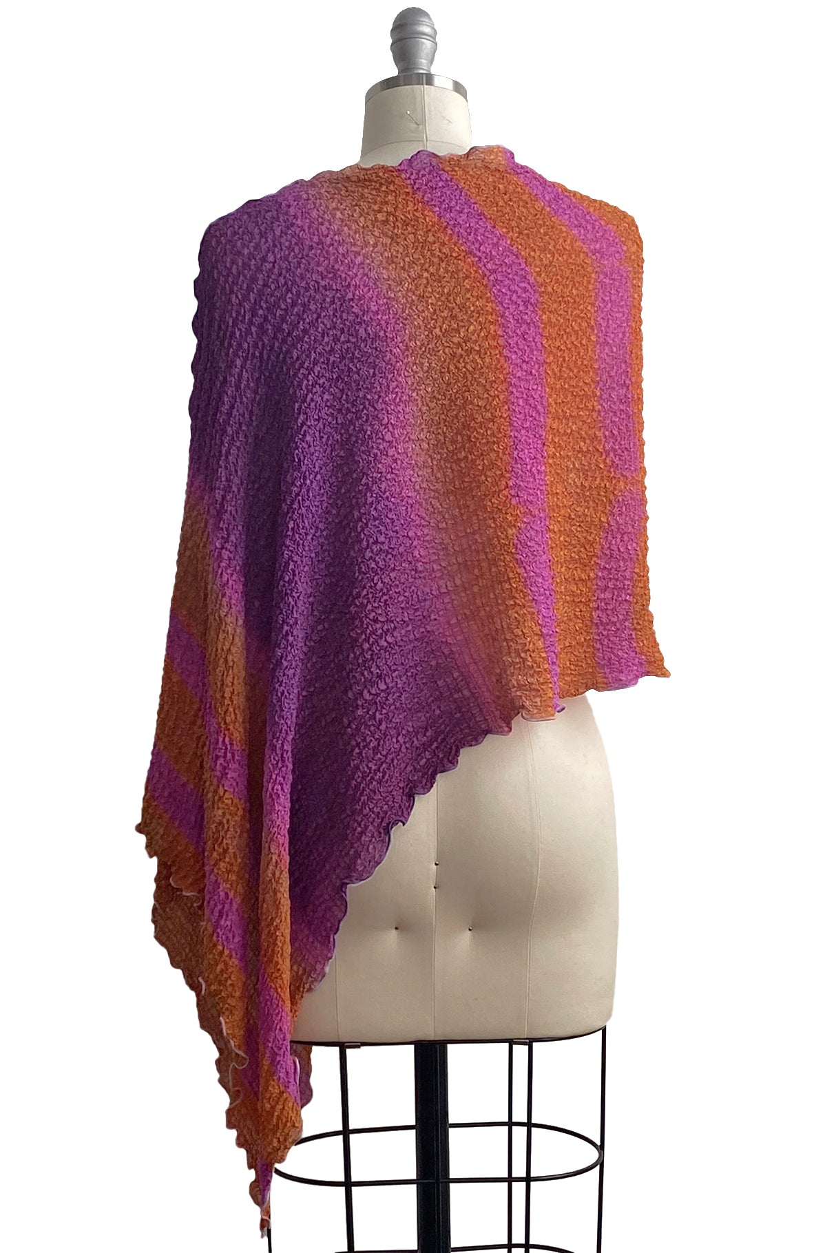 Silk Layover w/ Shibori Itajime Dye - Magenta, Purple, Pink, Orange
